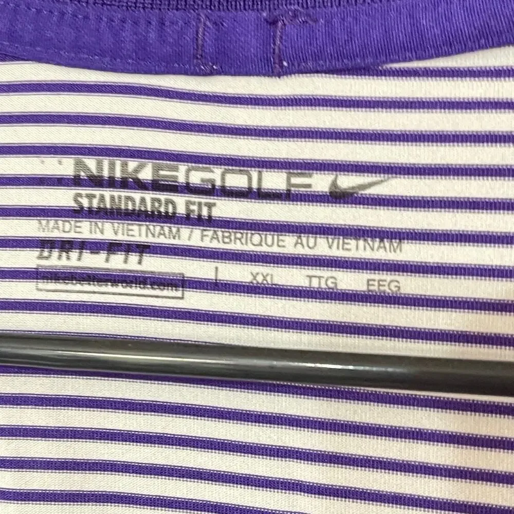 Adidas Golf Polo Shirt Mens XXL Purple White Pinstripe Short Sleeve Athleisure